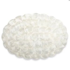 19x13 capiz shell placemats with scalloped edge and cork backing